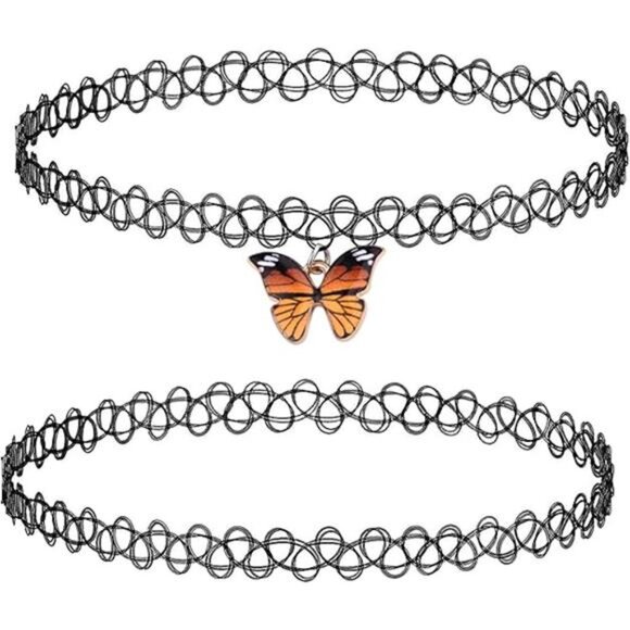 BodyJ4You 2PC Tattoo Choker Necklace - 90s Choker Necklace Women - 2000s Y2K - Picture 8 of 8